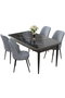 Hanah Home Juego de mesa y sillas de comedor de 5 piezas - Mármol negro y gris